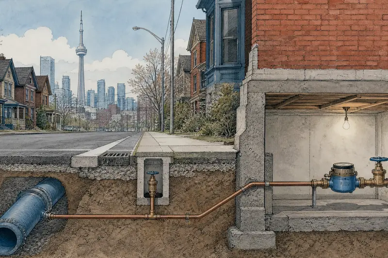 Cutaway of a street water service line