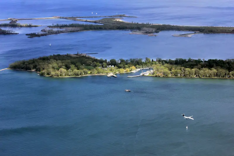 Toronto Islands in Lake Ontario from above